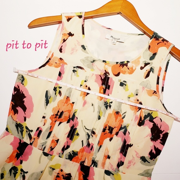 Madewell Tea Rose Floral Pleated Silk Dress - Picture 6 of 8